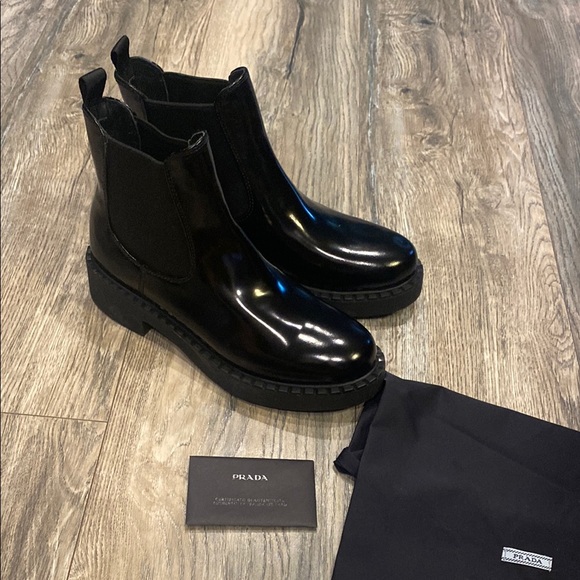Nordstrom Prada Black Leather Chelsea Boots - Picture 1 of 8
